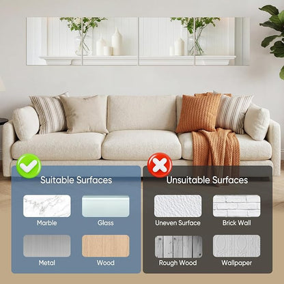 DUMOS 4 Pack Wall Mirror Tiles, Hallway Mirror 14"x12" HD Glass Sheets - Image 5