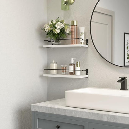 RICHER HOUSE White Bathroom Shelves, Small Floating Wall Mounted Shelf - Image 7
