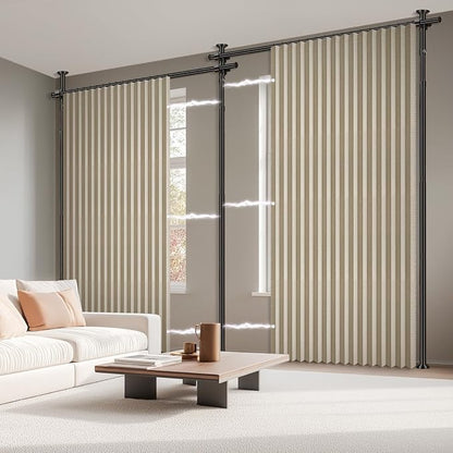 100% Blackout Room Divider Curtains Sets Beige W100 x L96 in, 2 Panels Curtain - Image 8