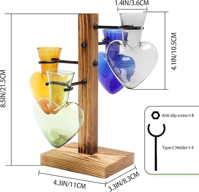 Plants Propagation Stations Plant Terrarium Kit Glass Planters for Indoor Plants House Plant Accessories Gift for Women - 4 Love Bulb Vase