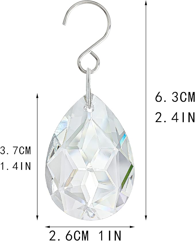 10pcs 38mm Clear Crystal Teardrops Chandelier Parts,Chandelier Crystal Prisms Pendants with Hook,Hanging Crystals for Lamp Window Christmas Tree Decoration Suncatcher