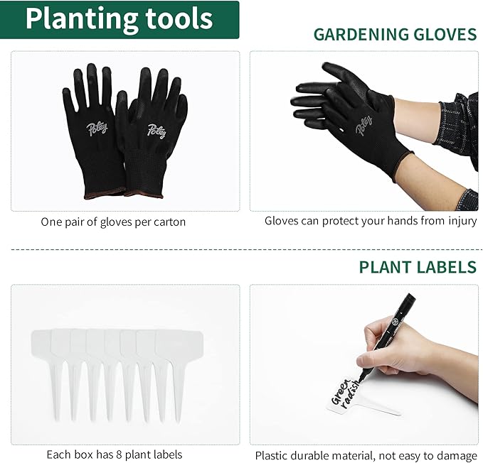 POTEY Galvanized Raised Garden Bed 2Pcs, Metal Planter Boxes Outdoor for Vegetables Flowers Herb, Oval Large Planter Raised Beds Kit with Weed Barrier Fabric and Soil Ventilation Holes (5.7L*1.7W FT)