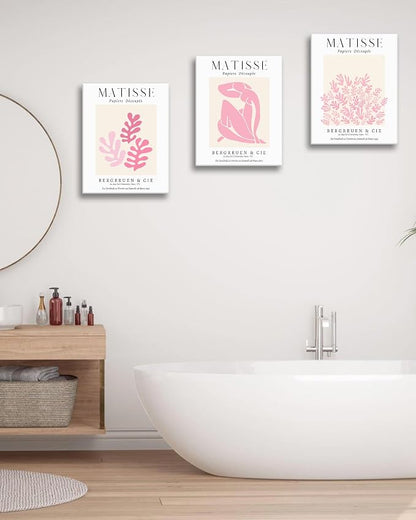 HesenDot Framed Matisse Pink Wall Art Set of 3, Minimalist Wall Decor, 12x16IN - Image 6