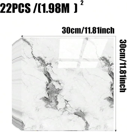 Chejiaye 22pcs Marble Peel and Stick Backsplash Waterproof Washroom Wall Panels - Image 4