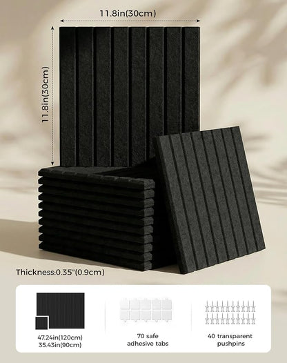 Aothia 12-Pack Felt Bulletin Board Tiles 48"x36", Modular Pin Board - Image 2