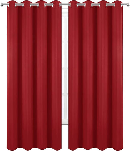 LEMOMO Blackout Curtains 66 x 95 inch/Bright Red Curtains Set of 2 - Image 2