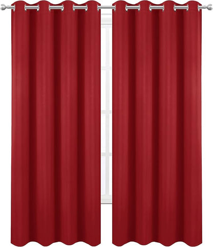 LEMOMO Blackout Curtains 52 x 84 inch/Bright Red Curtains Set of 2 - Image 2