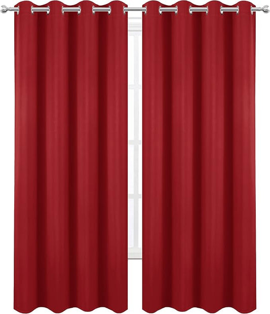 LEMOMO Blackout Curtains 52 x 95 inch/Bright Red Curtains Set of 2 - Image 2