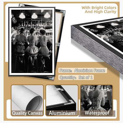 Vintage Black and White Posters Trendy Women Drink Cocktail Wall Art Funky - Image 7