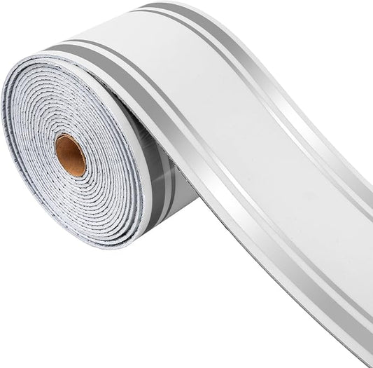 Thick Peel and Stick Baseboard Trim, 3.93" x 196.8" Wallpaper Borders, PVC+XPE by PGVALXOR