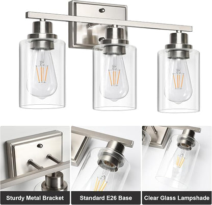 Unicozin 3 Light Bathroom Light Fixtures, Modern Vanity Lights Over Mirror - Image 4