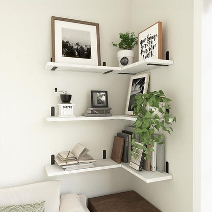 WOPITUES White Floating Shelves Set of 6, Wood - Image 5