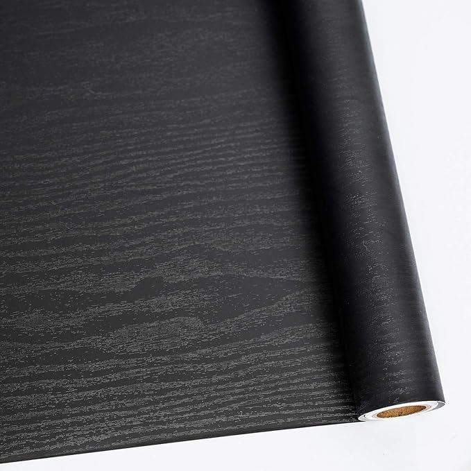 Abyssaly Black Wood Peel and Stick Wallpaper 11.78 in X 590 in Decorative by Abyssaly