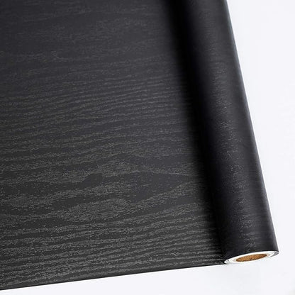 Abyssaly Black Wood Peel and Stick Wallpaper 11.78 in X 590 in Decorative by Abyssaly