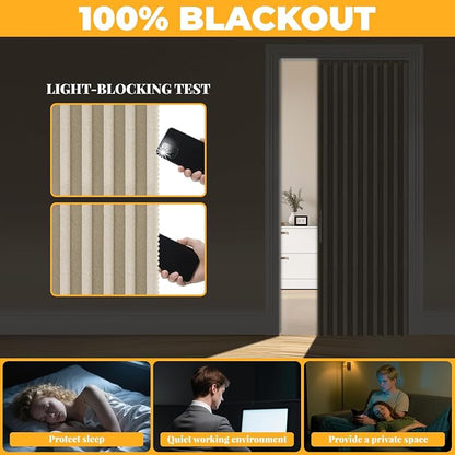 AJAZZ 100% Blackout Folding Door Accordion Door Closet Doors Curtain Invisible - Image 4