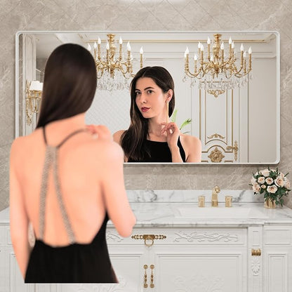 LOAAO 72x36 Inch White Metal Framed Bathroom Mirror - Image 2