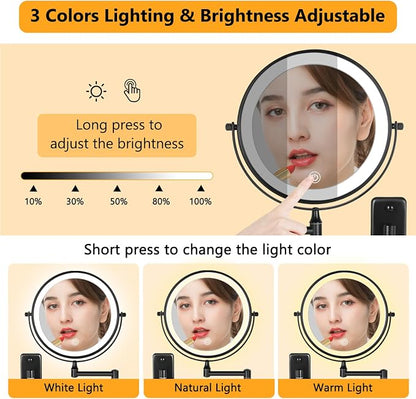 DECLUTTR Wall Mounted Lighted Makeup Mirror, 3 Color Lights, Touch Dimmable - Image 3