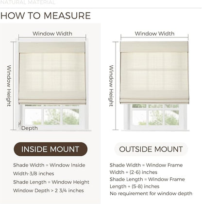 TWOPAGES Natural Woven No Drill Roman Shades, Custom Cordless Blackout Bamboo - Image 6