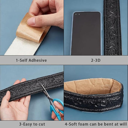 CRASPIRE 90x1.8in Peel Stick Foam Molding Black Baseboard Trim Self Adhesive - Image 5