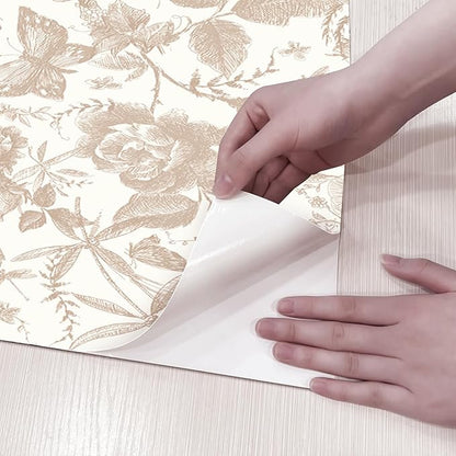 JiffDiff Vintage Peel and Stick Wall Stick，Champagne Wallpaper Rose Removable - Image 9