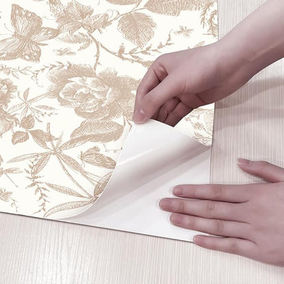 JiffDiff Vintage Peel and Stick Wall Stick，Champagne Wallpaper Rose Removable - Image 9