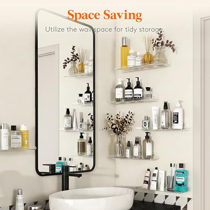 Lifewit Floating Shelves for Bathroom, Acrylic Wall Organizer for Perfume - Image 2