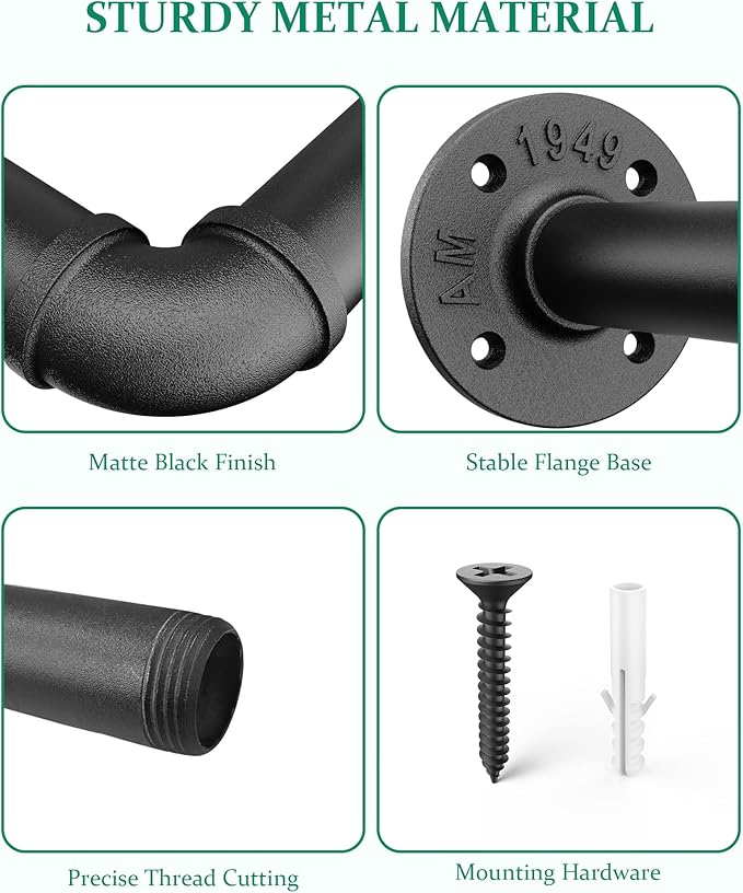 Plant Hanger Indoor, Hanging Planters Rod for Indoor Plants with 6 Hanging Chains, Wall Plant Hanging Rod for Window Ceiling, 65.7 Inch, Metal/Black, Pots Not Included…