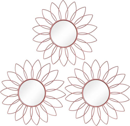 3 Pack Metal Mirrors for Wall Sunburst Wall Mirrors Home Décor Decorative by Uaussi