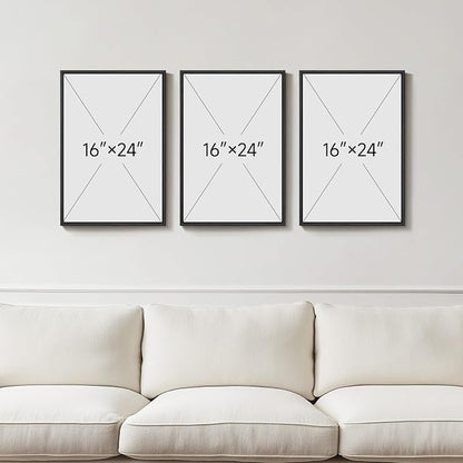 Framed Abstract Landscape Wall Art, 3 Piece Blue Watercolor Canvas Prints - Image 3