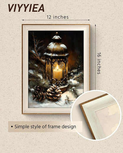 VIYYIEA Winter Framed Wall Art for Living Room, Oil Lamp Canvas Prints - Image 3