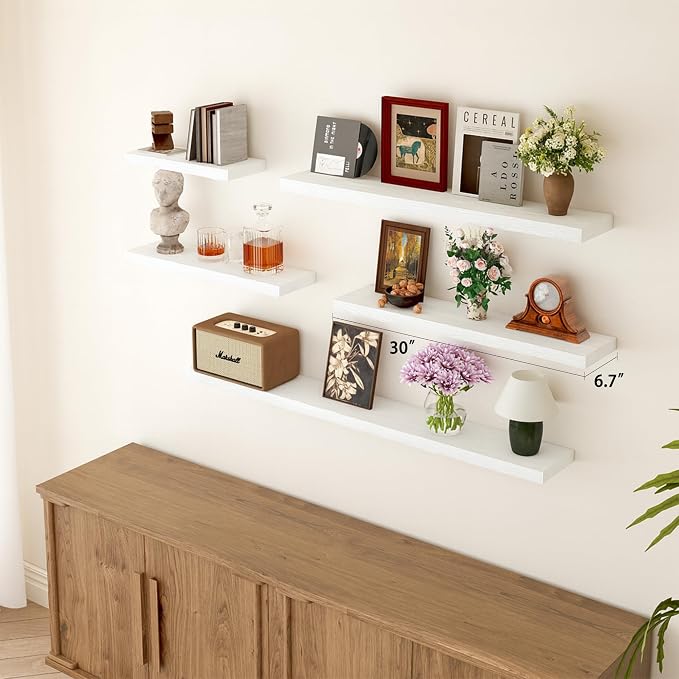 BGMG Wood Floating Shelves for Wall 30 inch Set of 2, Solid Wood Wall Mount - Image 2