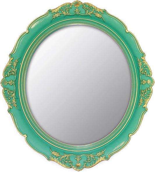 YCHMIR Vintage Decorative Wall Mirror 14.8 x 13.1 Inch Oval Mirror （Green） by YCHMIR