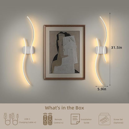 Battery Operated Wall Sconce Set of 2, Dimmable Modern LED Rechargeable Wall - Image 6