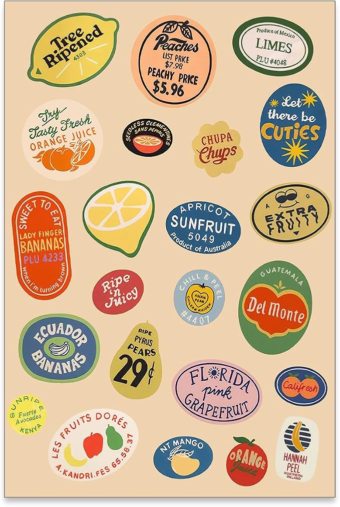 PDFI Trendy Kitchen Canvas Wall Art Vintage Fruit Market Pictures Prints Retro by PDFI