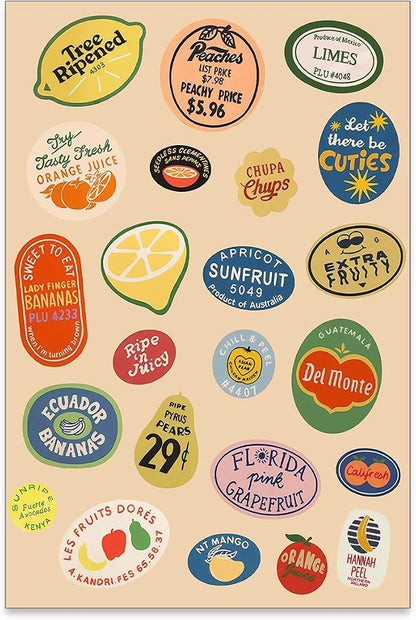 PDFI Trendy Kitchen Canvas Wall Art Vintage Fruit Market Pictures Prints Retro by PDFI
