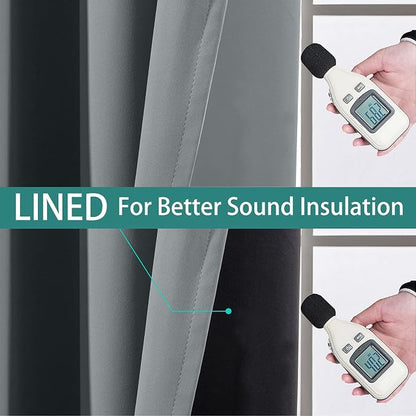 Yakamok 100% Blackout Thermal Insulated Grommet Curtains, Noise Reducing - Image 5