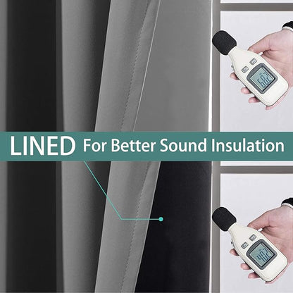 Yakamok 100% Blackout Thermal Insulated Grommet Curtains, Noise Reducing - Image 4
