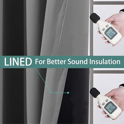 Yakamok 100% Blackout Thermal Insulated Grommet Curtains, Noise Reducing - Image 4