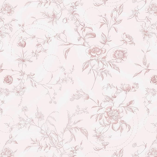 Ismoon Floral Wallpaper Peel and Stick Pink Stick on Wall Paper Vintage French by Ismoon