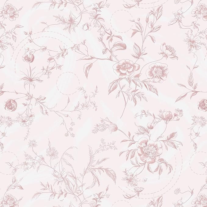 Ismoon Peel and Stick Wallpaper Floral Pink Stick on Wall Paper Vintage French by Ismoon