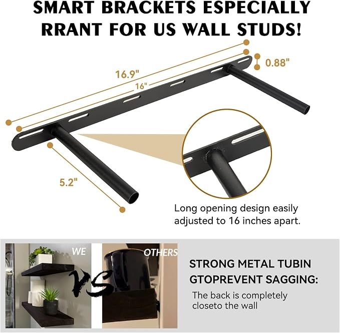 BGMG Wood Floating Shelves for Wall 24 inch, Solid Wood Wall Mount Shelves for - Image 3