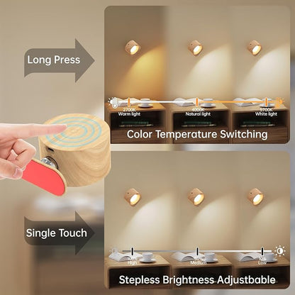 AKSDA 3Pack Battery Operated Wall Sconce, 3 Color Modes 3 Brightness Levels - Image 2
