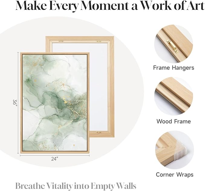 Framed Sage Green Abstract Wall Art - Image 6