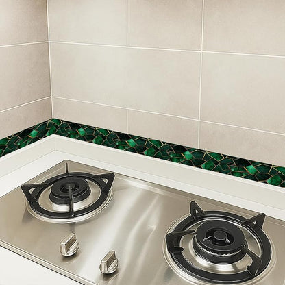 HOMETITUTE Wallpaper Border Peel and Stick Wall Border Emerald Tile Geometric - Image 5