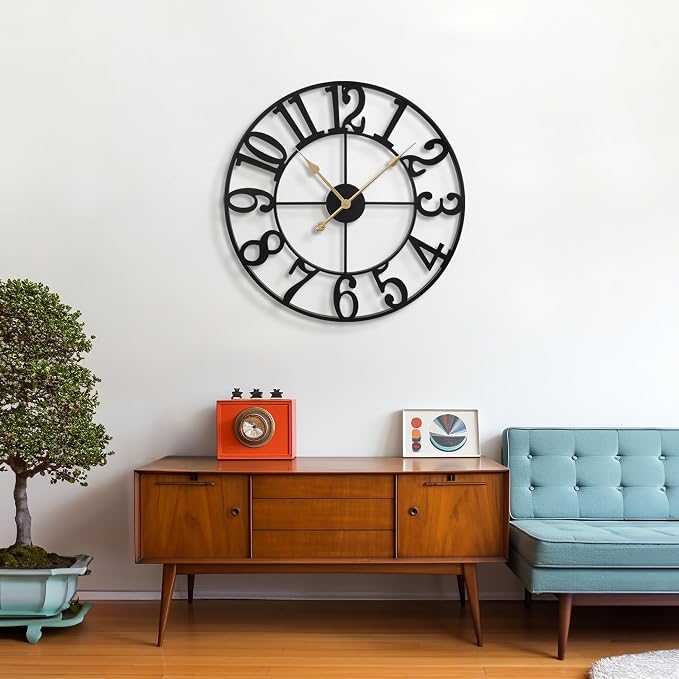 LEIKE Large Wall Clocks for Living Room, Non Ticking, Battery Operated - Image 6