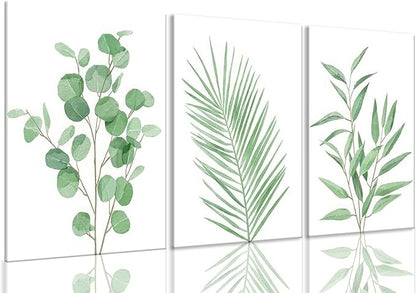 Bwodke Botanical Wall Art Plant Floral Watercolor Poster Canvas Prints Set of 3 by Bwodke