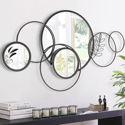 Wall Mirror Decorative, Print Round Decorative Mirrors, Large Decor Metal Wall - Image 9
