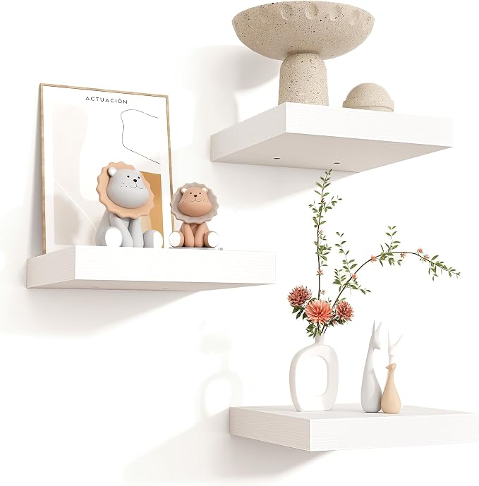 Square Floating Shelves for Wall 8"W x 8"D x 1.2"H, Small Engineered Wood Wall by Venusmiles