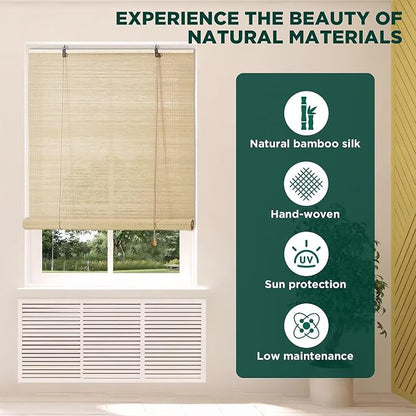 Bamboo Blinds for Interior Windows, Custom Roller Shades for Indoor Window and - Image 2