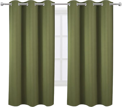 LEMOMO Olive Green Thermal Blackout Curtains/38 x 63 Inch/Set of 2 Panels Room - Image 2